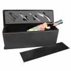 Black / Gold Leatherette Single Wine Box with Tools