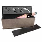 Gray Leatherette Single Wine Box with Tools