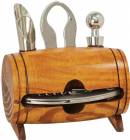 Wood Barrel 4 Piece Wine Tool Set