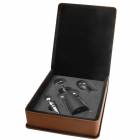 Dark Brown Leatherette Three Piece Wine Tool Set