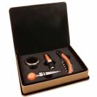 Light Brown Leatherette Four Piece Wine Tool Set