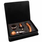 Black / Silver Leatherette Four Piece Wine Tool Set