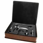 Dark Brown Leatherette Five Piece Wine Tool Set