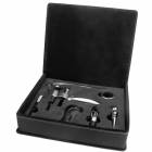 Black & Silver Leatherette Five Piece Wine Tool Set