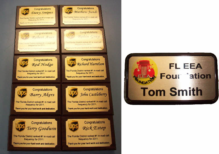 Sublimated gold metal plates with full color logo